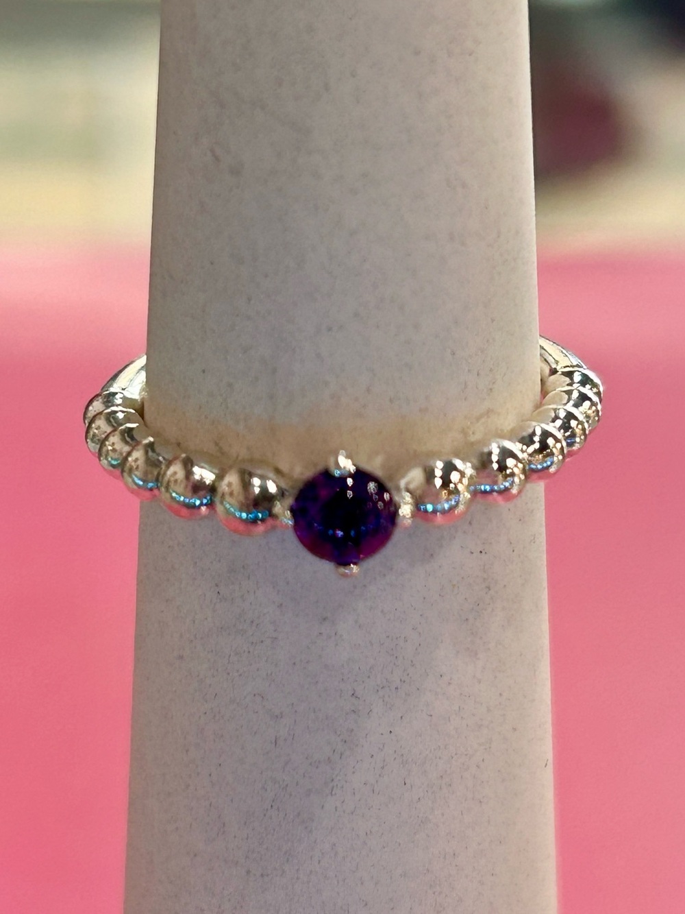 RETIRED February Beaded Birthstone Ring